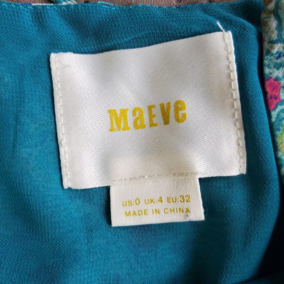 Maeve Anthropologie size 0 /XS Meret Tunic Silk Green Floral Paisley Tank Top - Picture 2 of 9